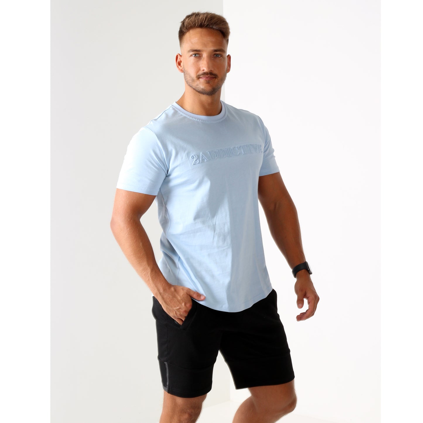 Emboss Tee - Blue - 2 Addictive