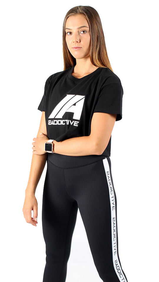 Luna Crop Tee - Black - 2 Addictive