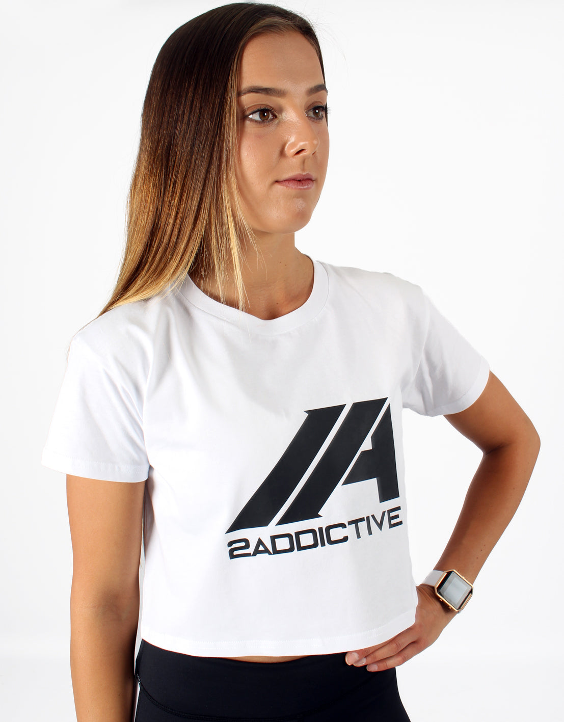Luna Crop Tee - White - 2 Addictive