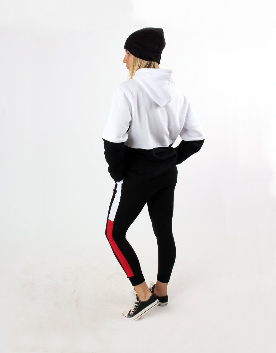 Women's Dual Hoodie-  White/ Black - 2 Addictive