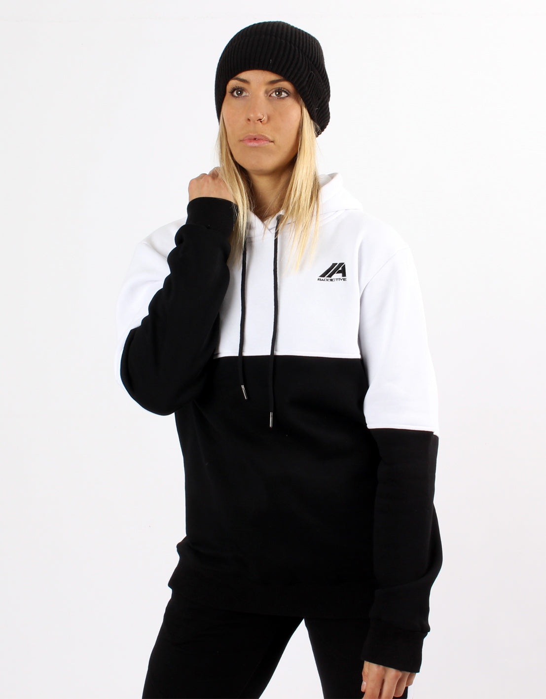 Women's Dual Hoodie-  White/ Black - 2 Addictive