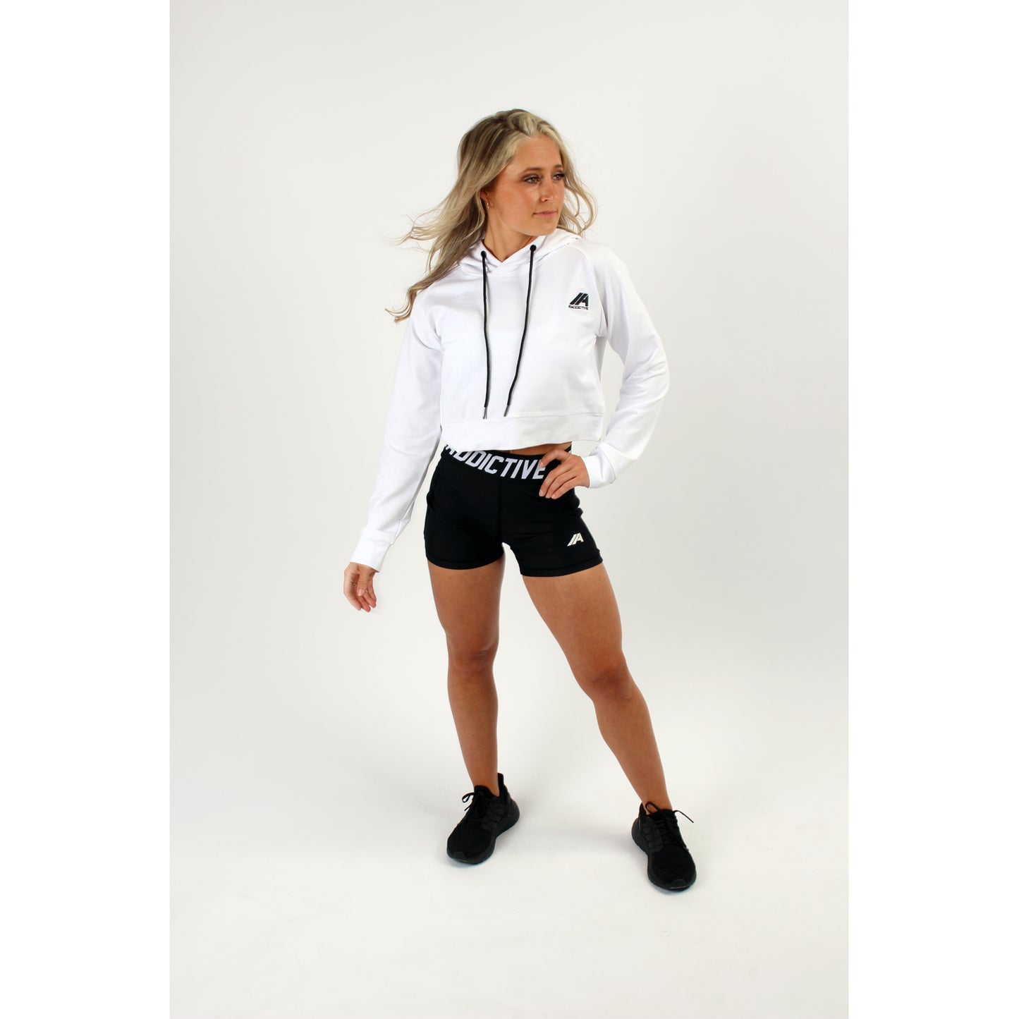 Atleta Series - White Cropped Hoodie - 2 Addictive