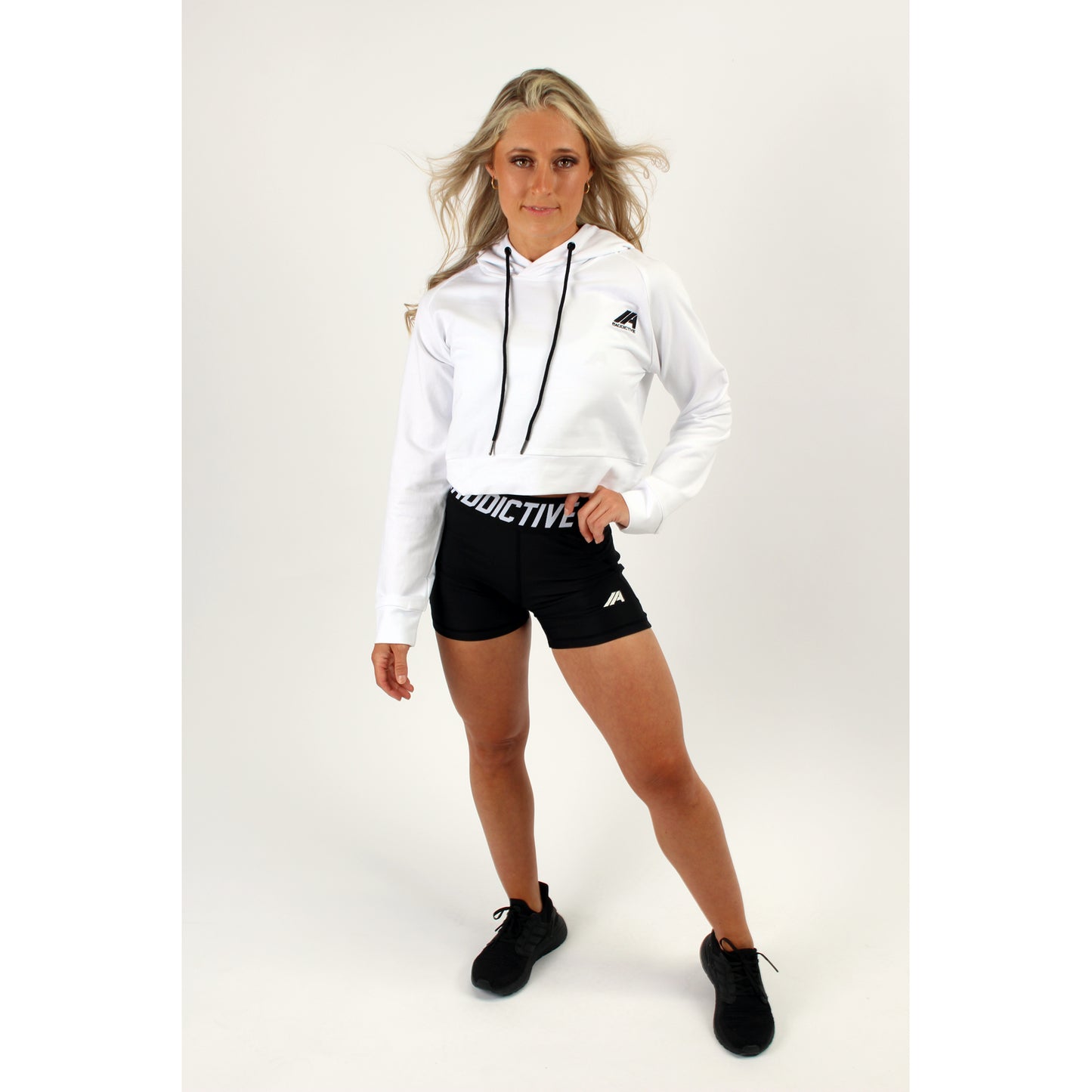 Atleta Series - White Cropped Hoodie - 2 Addictive