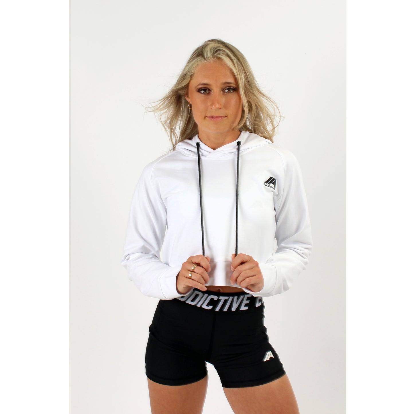 Atleta Series - White Cropped Hoodie - 2 Addictive